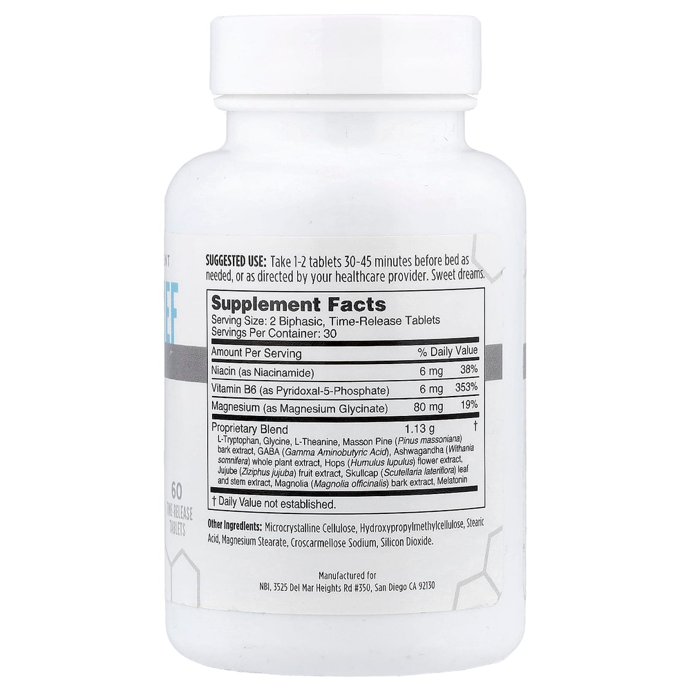 NBI, Sleep Relief, средство для улучшения сна, 60 таблеток постепенного высвобождения