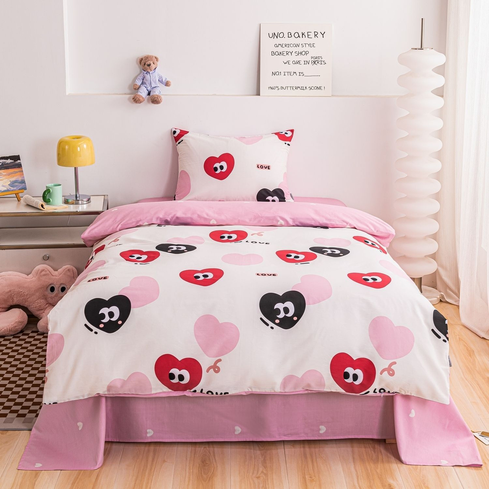 Комплект постельного белья на резинке Сатин Люкс KIDS 100% хлопок CDKR088 1.5-спальный наволочки 50x70