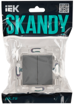 SKANDY Выключатель 2-клавишный проходной 10А SK-V05Gr серый IEK