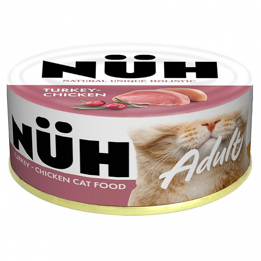 Влажный корм NUH для взрослых кошек с Индейкой и цыплёнком, банка 100 г Влажный корм NUH для взрослых кошек с Индейкой и цыплёнком, банка 100 г