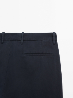 Massimo Dutti Зауженные брюки чинос из трикотина, темно-синий