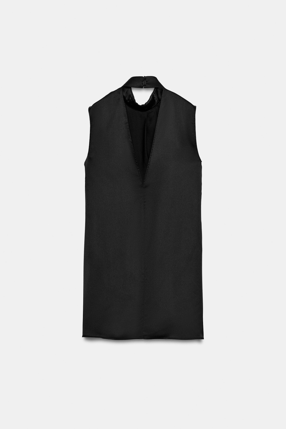 ZARA КОРОТКОЕ АТЛАСНОЕ ПЛАТЬЕ, ЧЕРНЫЙ
