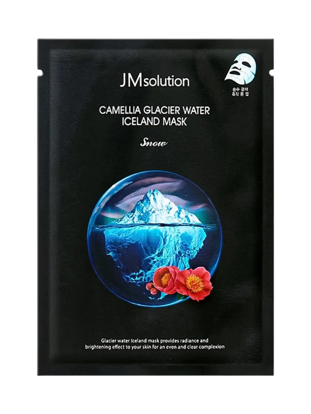 JMSOLUTION - МАСКА ТКАНЕВАЯ ДЛЯ ЛИЦА С ЭКСТРАКТОМ КАМЕЛИИ CAMELLIA GLACIER WATER ICELAND MASK SNOW, 30 МЛ