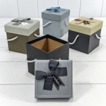 Коробка Ювелирная 11.5х11.5х12.5 см Набор 4 шт с бантом и ручками (Микс)