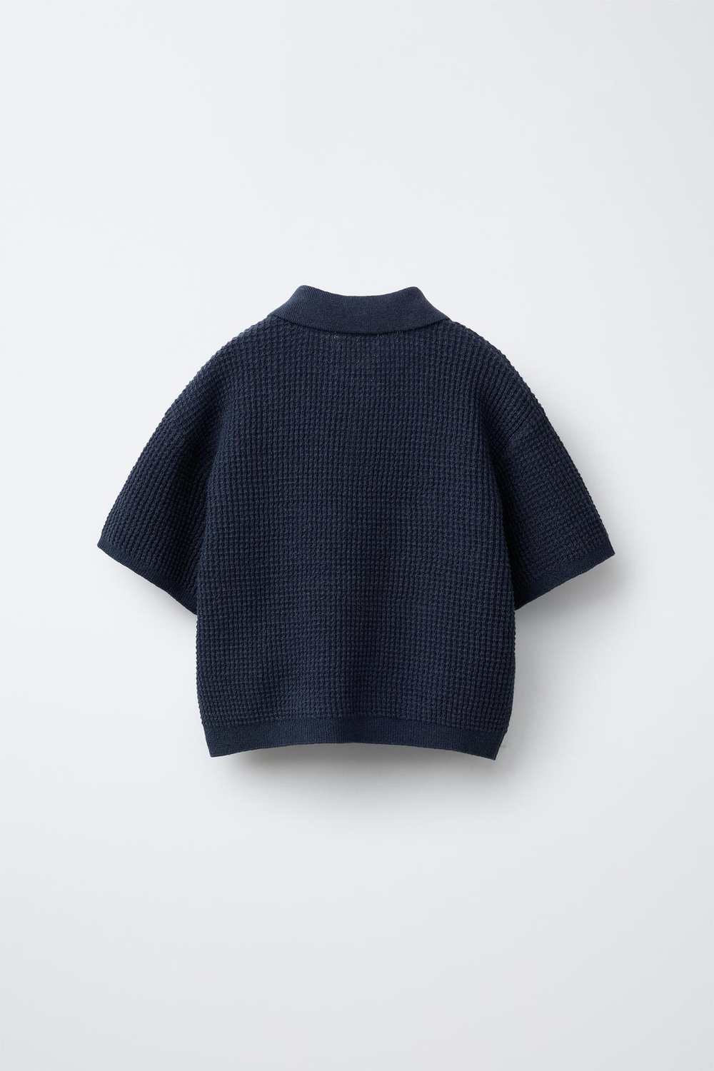 ZARA ПОЛО ИЗ РИФЛЕНОГО ТРИКОТАЖА, МОРСКОЙ СИНИЙ