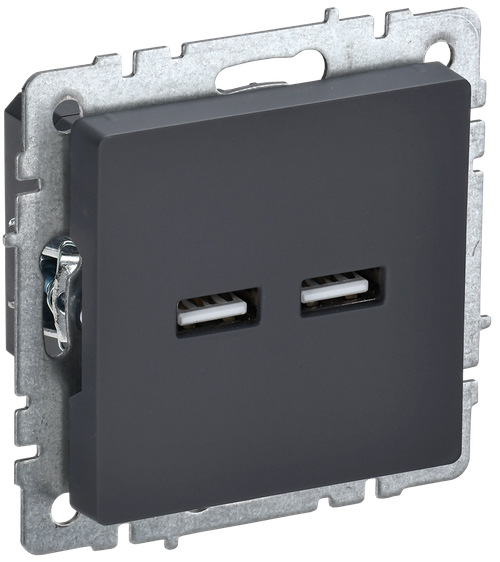 BRITE Розетка USB A+A 5В 3,1А РЮ10-1-БрГ графит IEK