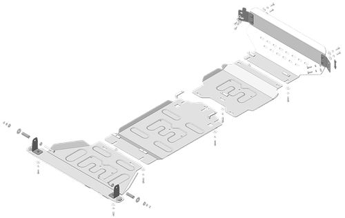 Защита картера двигателя, переднего дифференциала, КПП, радиатора, раздаточной коробки (5 мм, алюминий) для Dodge Ram 1500 2018- (бензиновый двигатель) Motodor.32906
