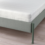 Каркас кровати мягкий с матрасом - IKEA TÄLLÅSEN/TALLASEN, 200х140 см, матрас жесткий, серо-зеленый, ТЭЛЛАСОН ИКЕА