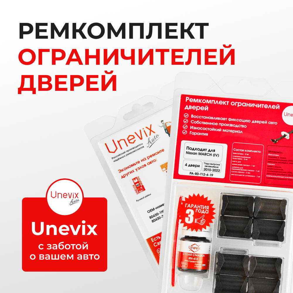 Ремкомплект ограничителей дверей Nissan MARCH (IV) K13 (4 двери, тип 12) 2010-2022