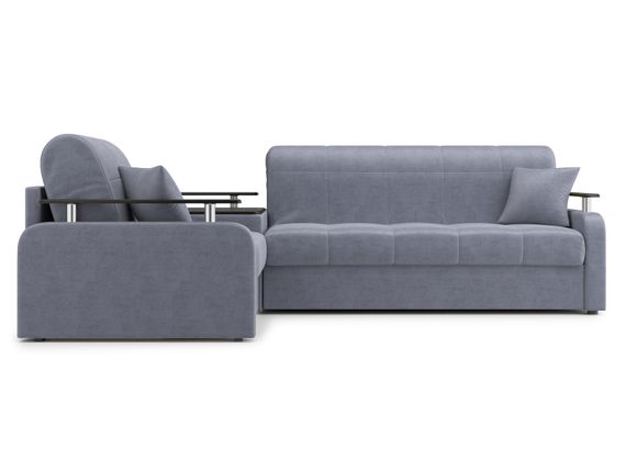 Диван угловой с Баром Денвер 1,8 - Velutto 32 серый/ коричневая накладка