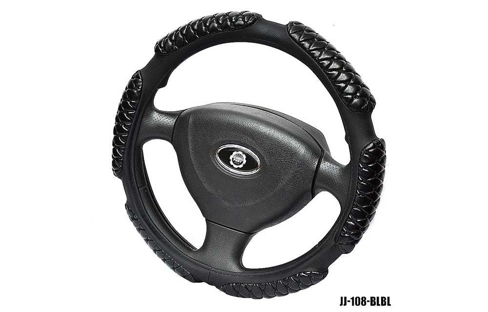 Оплетка на руль круглая Coolpart MAXIMAL (37*38) к/з черный/черный JJ-108-BLBL