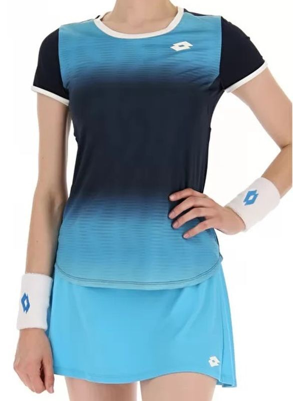 Женская теннисная футболка Lotto Top W IV Tee 2 - blue atoll/navy blue
