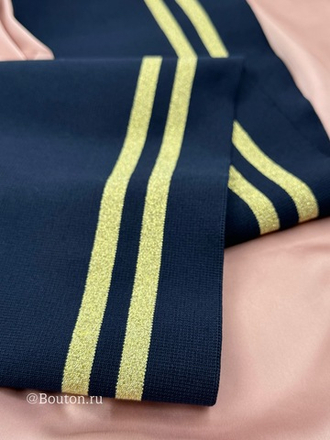 Подвяз трикотажный темно-синий с золотистыми  полосками  0,9 м, ширина 14-15 см