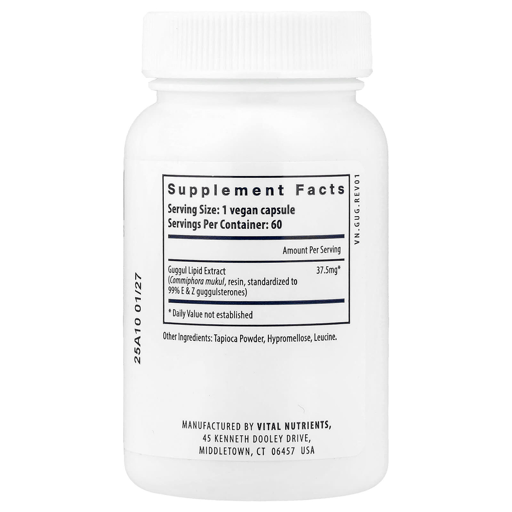 Vital Nutrients, Guggul E & Z, 60 веганских капсул (37,5 мг на капсулу)