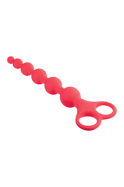 Красная анальная цепочка Ribbed Silicone Anal Beads - 26 см.