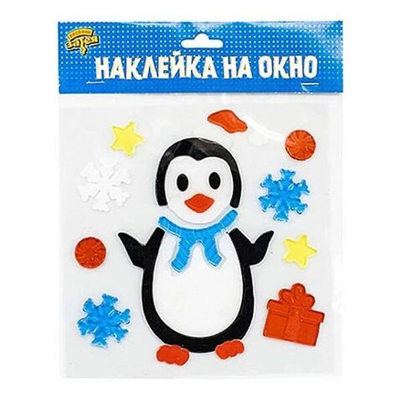 Наклейка гелевая на окно Пингвин