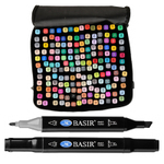 Маркер для скетчинга, двусторонние, Basir, на подставке, четырёхгранные, 14 мм, спиртовые, 168 шт