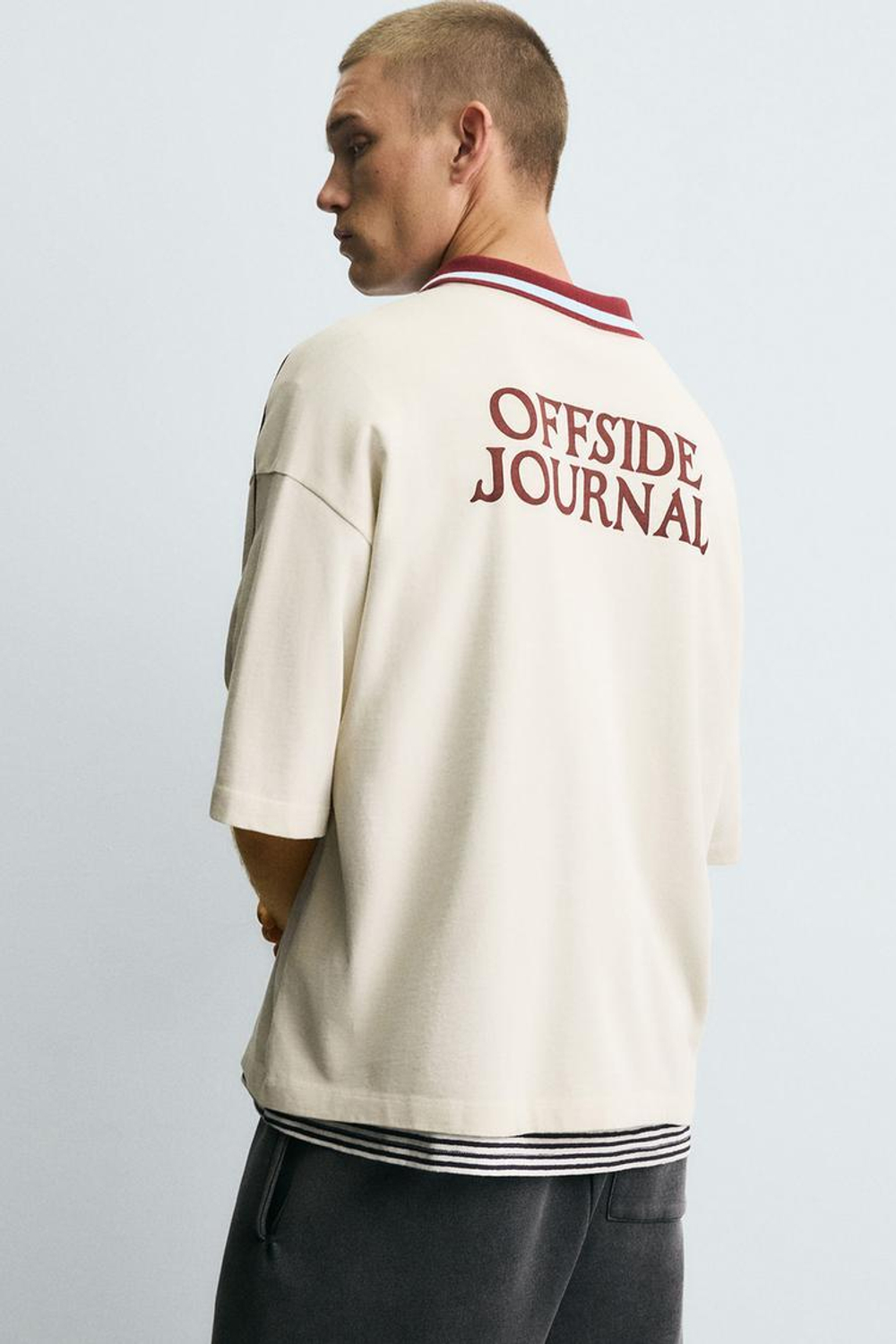 ZARA ПОЛО С ПРИНТОМ, ПЕСОЧНЫЙ