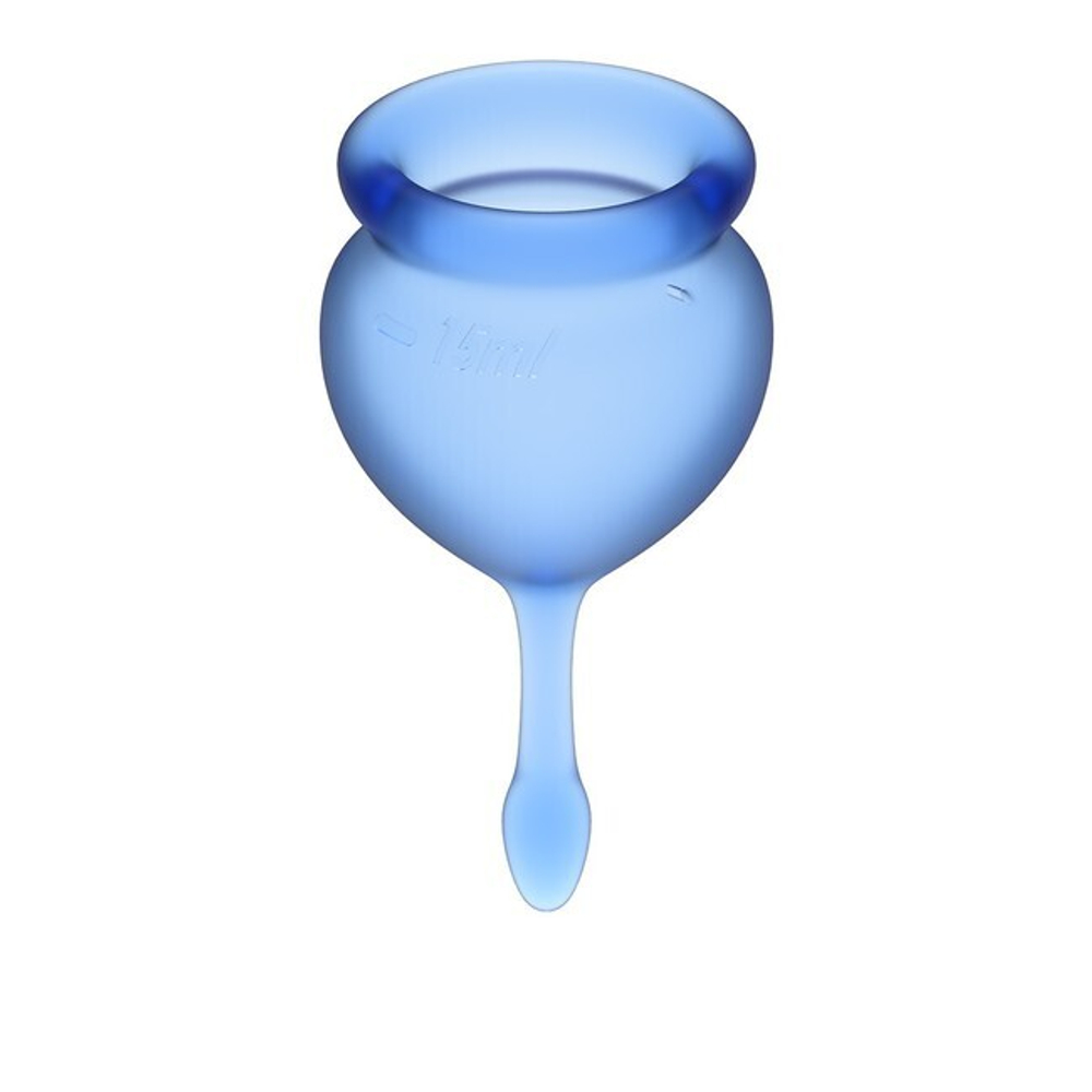 Набор менструальных чаш с хвостиком-капелькой Feel Good Menstrual Cup Dark Blue (Цвет: синий)