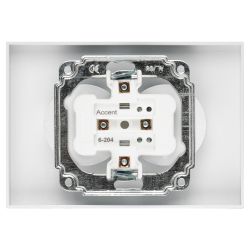 Розетка Intro Accent 6-204-01 двойная 2х2P 16А-250В IP20 СУ AL/CU белый | Intro