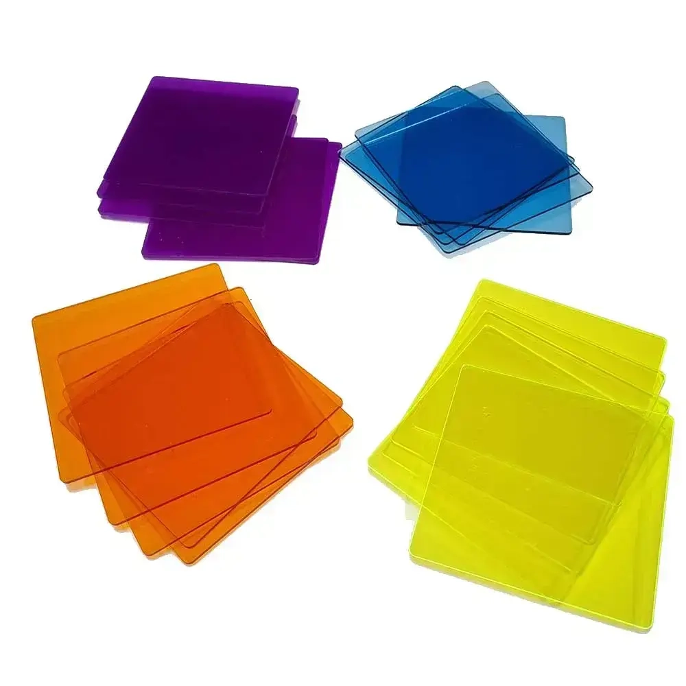 Цветные пластины из акрила для творчества 150х150х3 мм, 4 цвета, 4 шт.