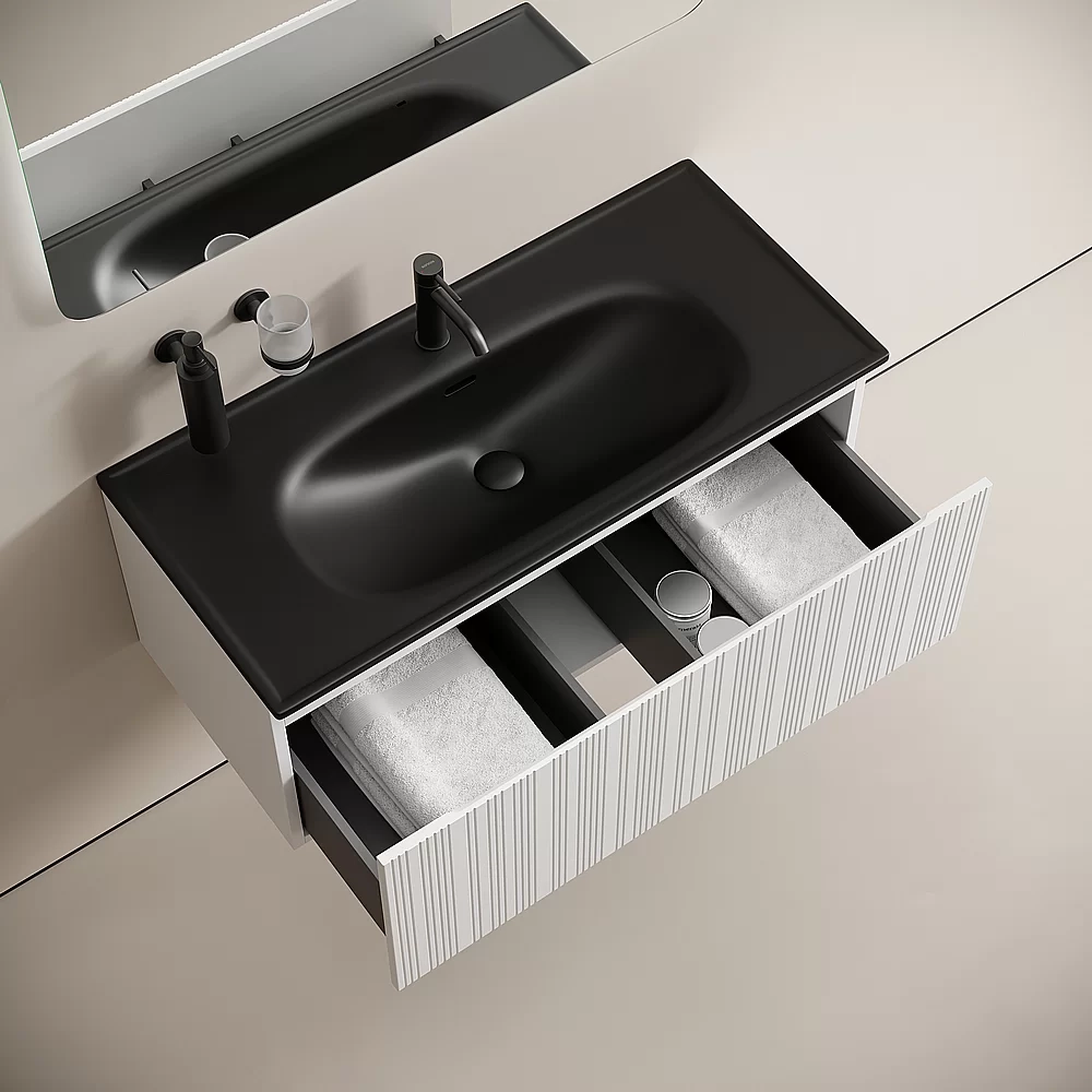 Тумба с раковиной Sancos CODE CD100W/CN13003MB 100 белая