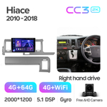 Teyes CC3 2K 10,2"для Toyota Hiace 2010-2018 (прав)