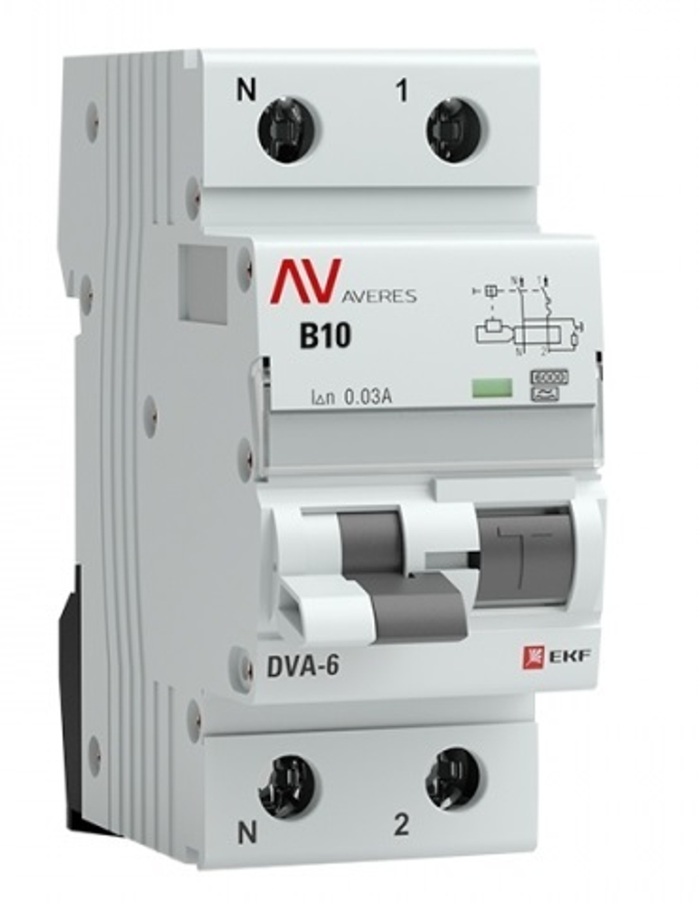 Автомат дифференциальный EKF rcbo6-1pn-10B-30-a-av