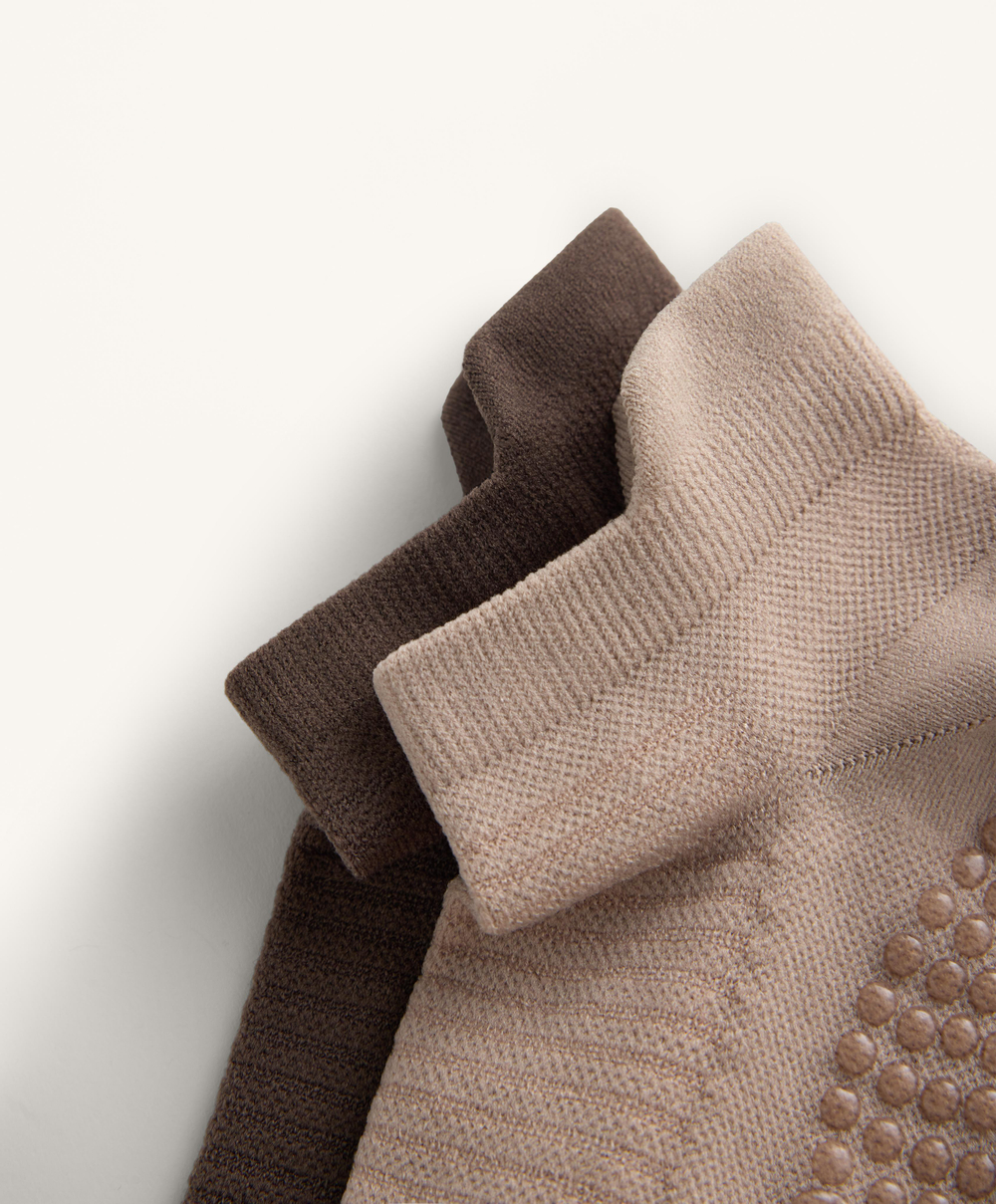 OYSHO Две пары носков-следков из смесового хлопка с высоким вырезом, мокко