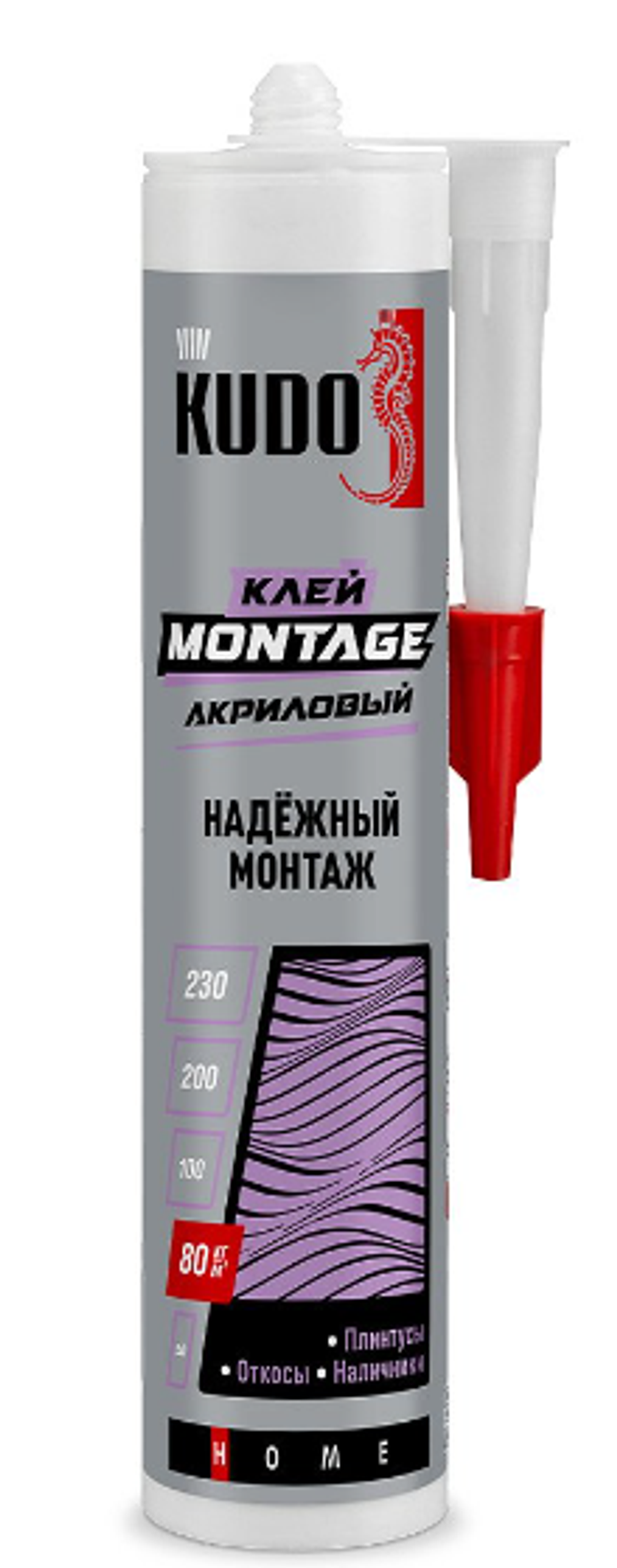 Клей вместо гвоздей "KUDO" для надежного монтажа, акриловый белый 280мл (12шт)
