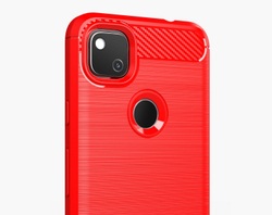 Мягкий чехол красного цвета для смартфона Google Pixel 4A, серия Carbon от Caseport