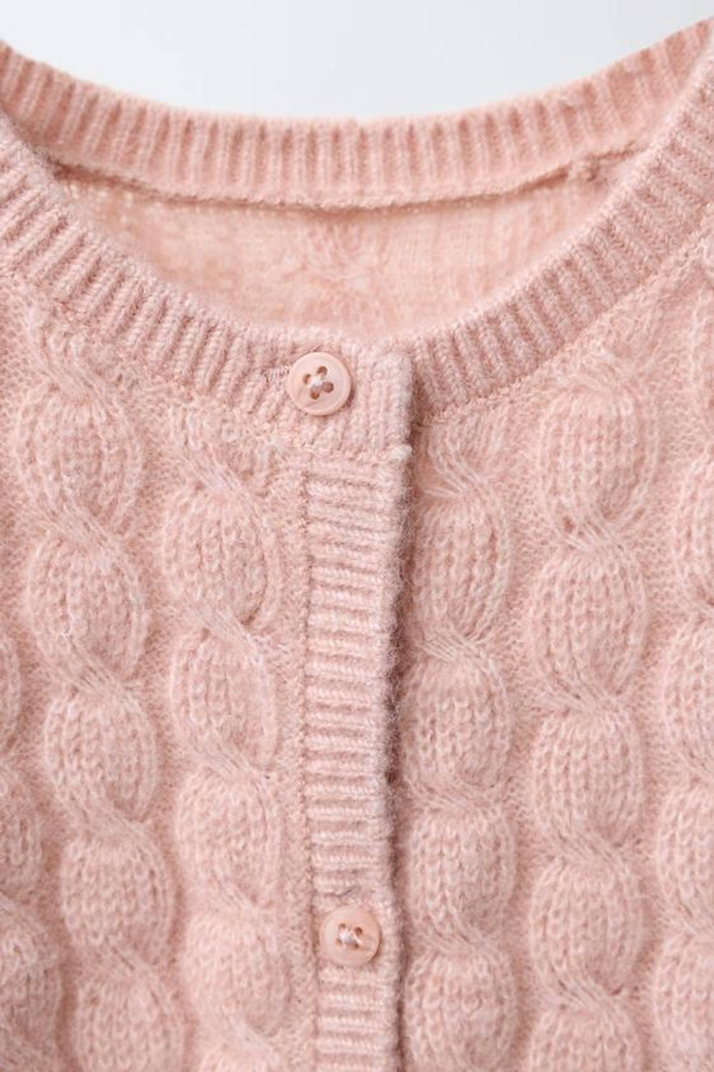 ZARA ДЛИННЫЙ ВЯЗАНЫЙ КОМБИНЕЗОН С КОСАМИ, БЛЕДНО-РОЗОВЫЙ