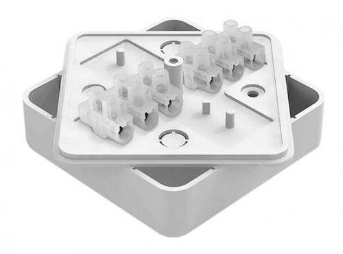 Коробка распаячная 75х75х20 белая с клеммной колодкой (на 6 контактов сеч.2,5)