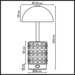 5453/3TL L-VISION ODL_EX26 светлая бронза/кофейный/бежевый/металл/керамика Настольная лампа беспроводная LED*3W 3000K LULU