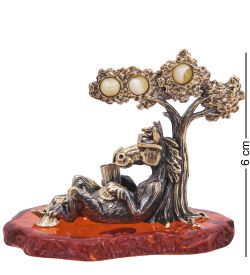 AM-4244 Фигурка «Лошадь Жизнь Кайф» (латунь, янтарь)