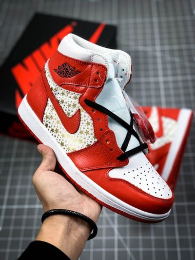 AIR JORDAN RETRO 1 HIGH OG X SUPREME WHITE/RED/GOLD-BLACK