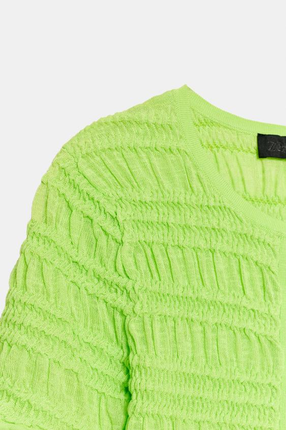 ZARA КАРДИГАН ВЯЗКА "СОТЫ", ЛАЙМОВЫЙ