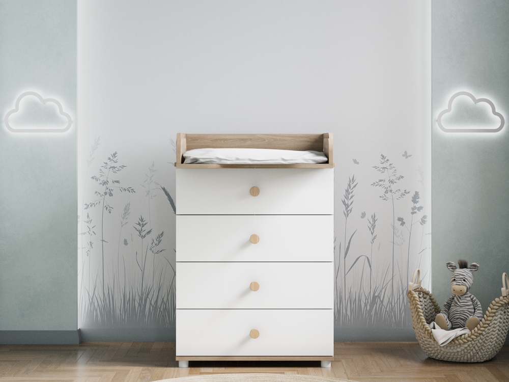 Детский комод Compact с пеленальным столиком цвет белый/дуб