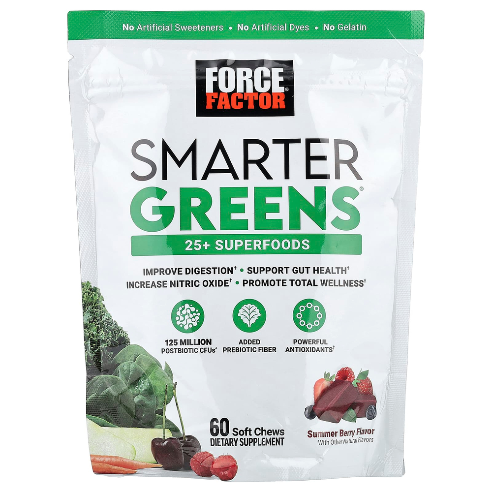 Force Factor, Smarter Greens®, летняя ягода, 60 жевательных таблеток