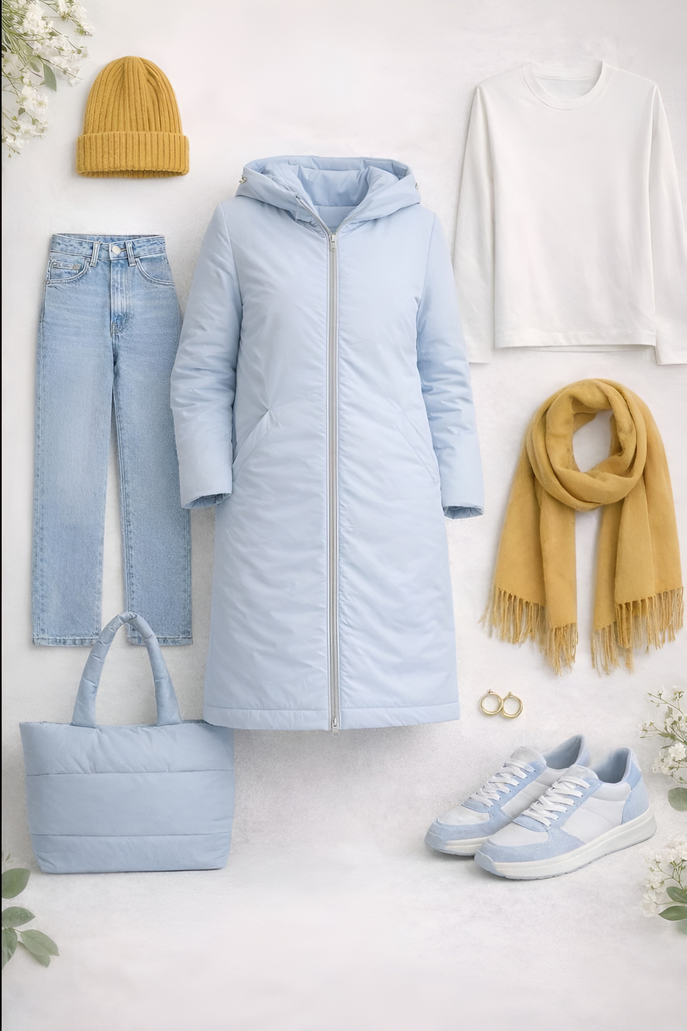 Полупальто женское  демисезонное "HN-1" голубой