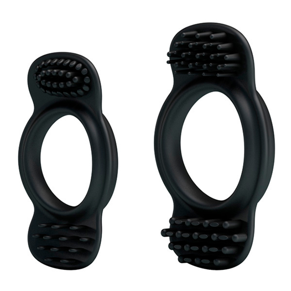 Набор из 2 эрекционных колец 3,7х6,2см и 4,5х7см с щеточками для наружной стимуляции Baile Ring BI-210171