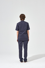 Рубашка китель с прямой застежкой темно-серая, короткий рукав