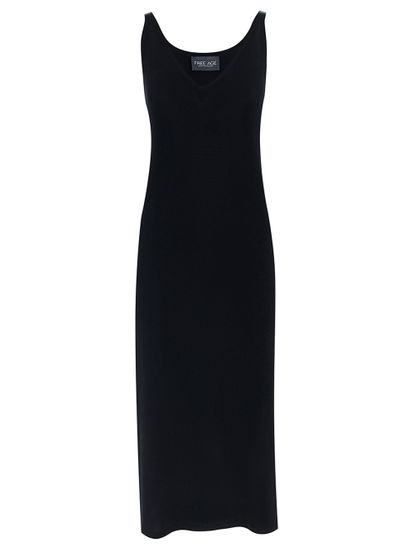 Женское платье черного цвета из шелка и вискозы - фото 1