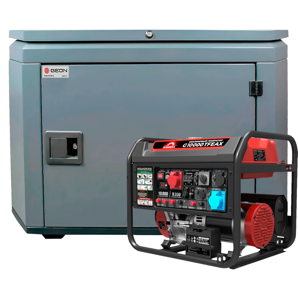 Генератор бензиновый SUNREKA G10000TFEAX с кожухом Geon 1200 RAL 7024