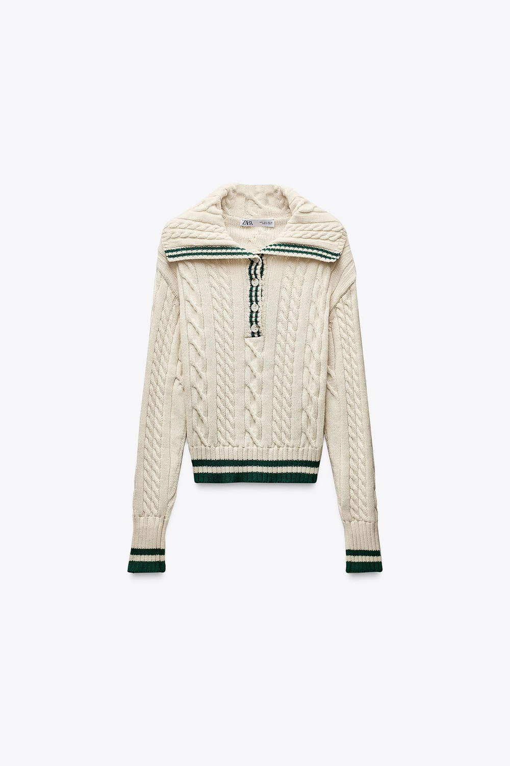 ZARA СВИТЕР С УЗОРОМ «КОСЫ», ЭКРЮ