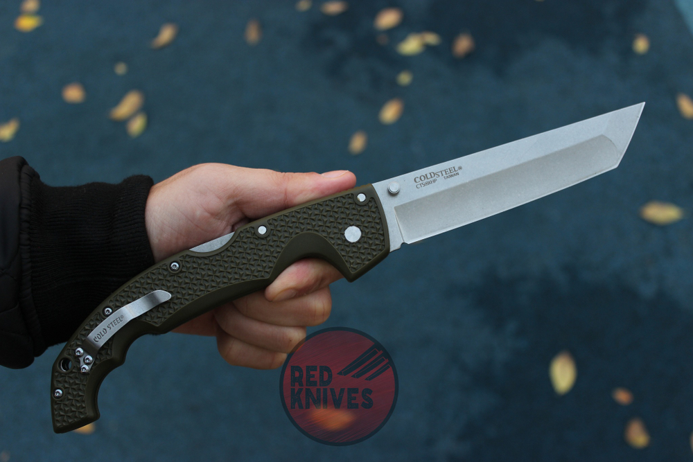 Нож Cold Steel Voyager XL Tanto SW - зеленая рукоять, клинок стоунвош RK-487