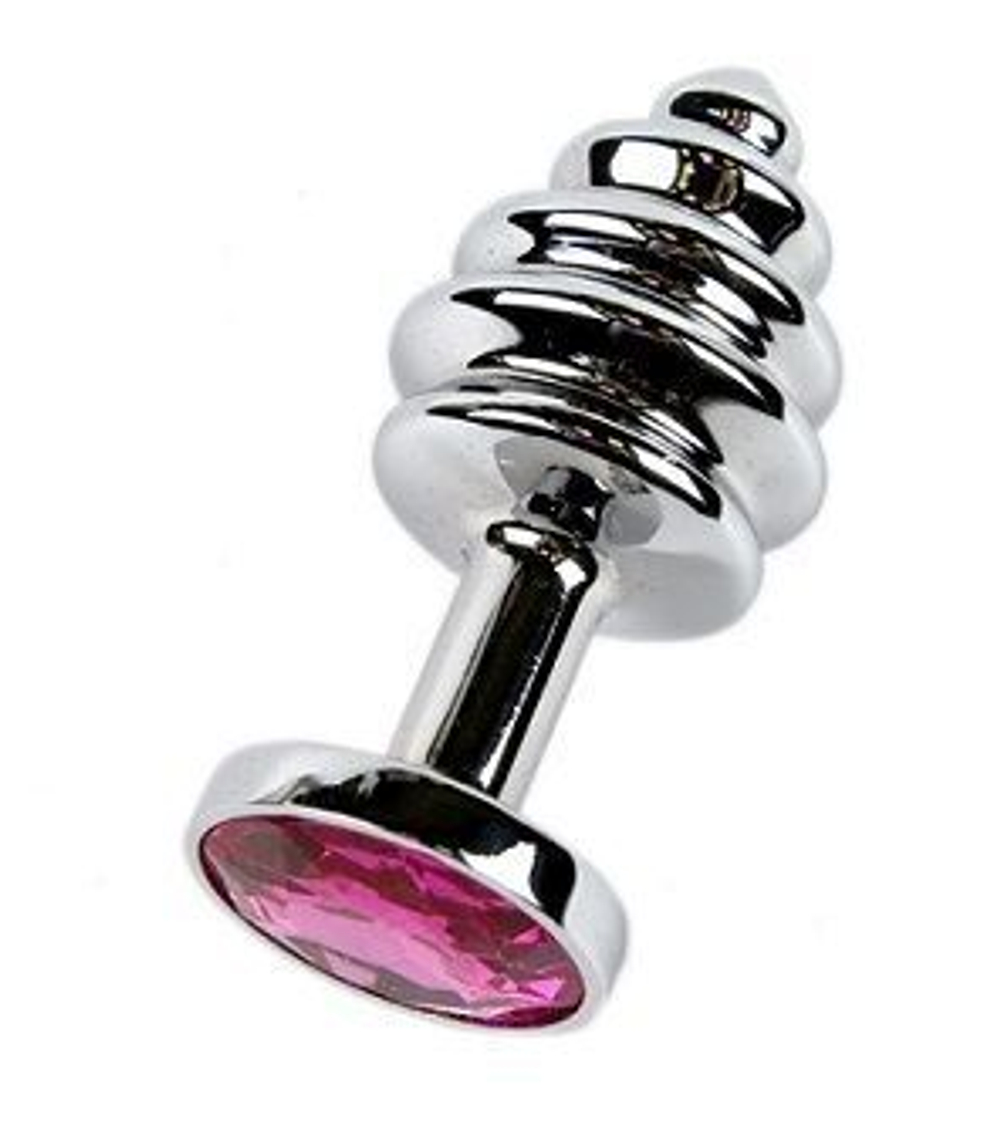 Фигурная анальная пробка с красным стразом - 7,6 см. (Цвет: красный)