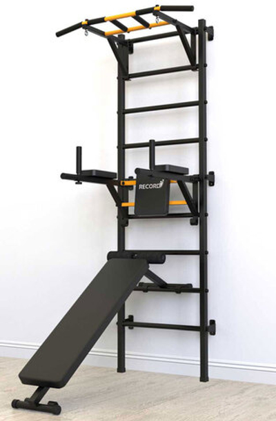 Шведская стенка Record X, с опорой, турник Классик, черный (X3)