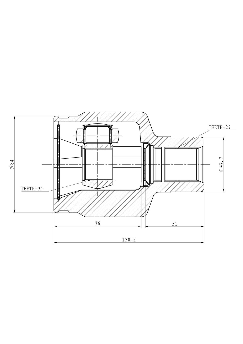 ШРУС внутренний L=R  SSANG YONG Kyron 05 GANZ GIK04001