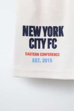 ZARA ШОРТЫ ИЗ МЯГКОЙ ТКАНИ NEW YORK CITY MLS ©, БЕЛЫЙ